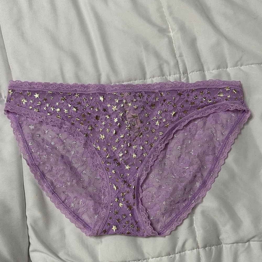 Victoria's Secret Purple Lace Panties with Gold Stars